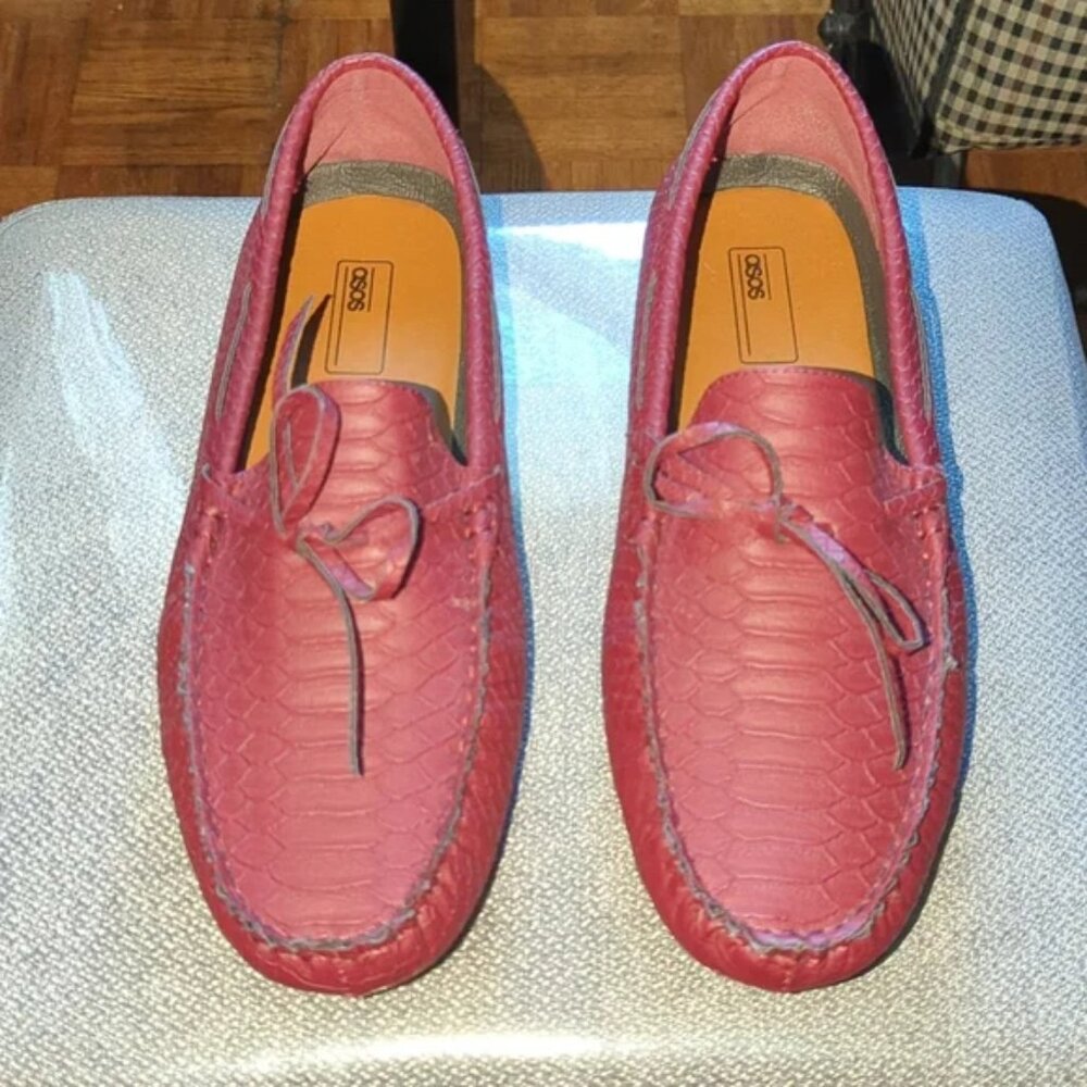 ASOS Driving Shoes in Red Snake